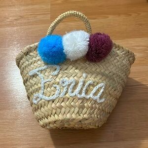 “Erica” Embroidered Morracan Straw Bag
